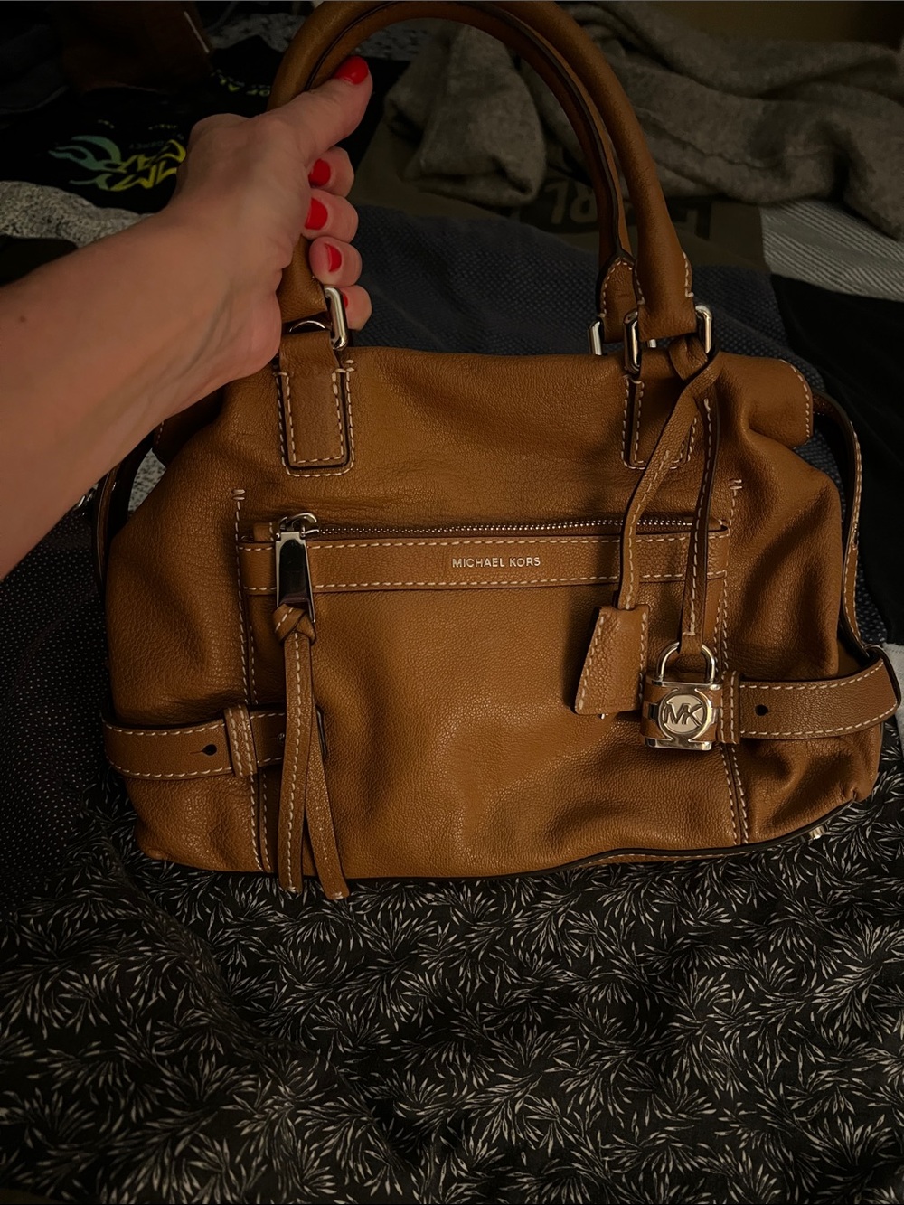 Michael Kors Leather Satchel with MK Padlock
